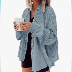 Blue Knit Shacket